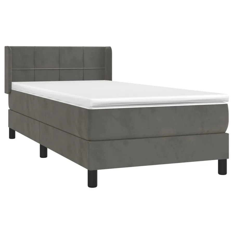 Sommier à lattes de lit et matelas Gris foncé 90x190 cm Velours - 3