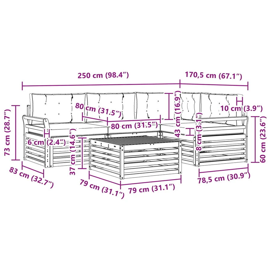 Ensemble de canapés d'extérieur 5 pcs Naturel et Beige - 8
