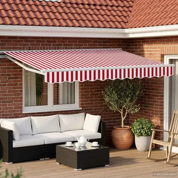 Auvent rétractable électrique Rouge et Blanc 3,5 x 2,5 m