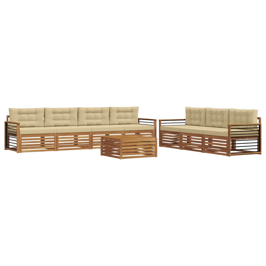 Ensemble de canapés d'extérieur 8 pcs Naturel et Beige - 2