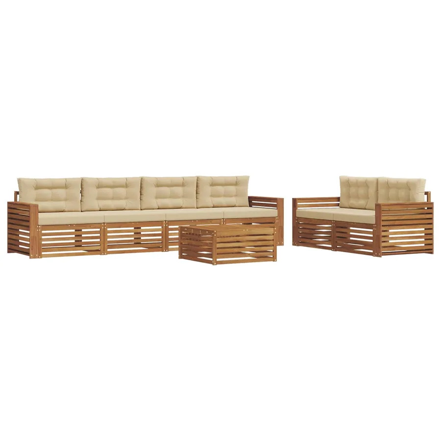 Ensemble de canapés d'extérieur 7 pcs Naturel et Beige - 2