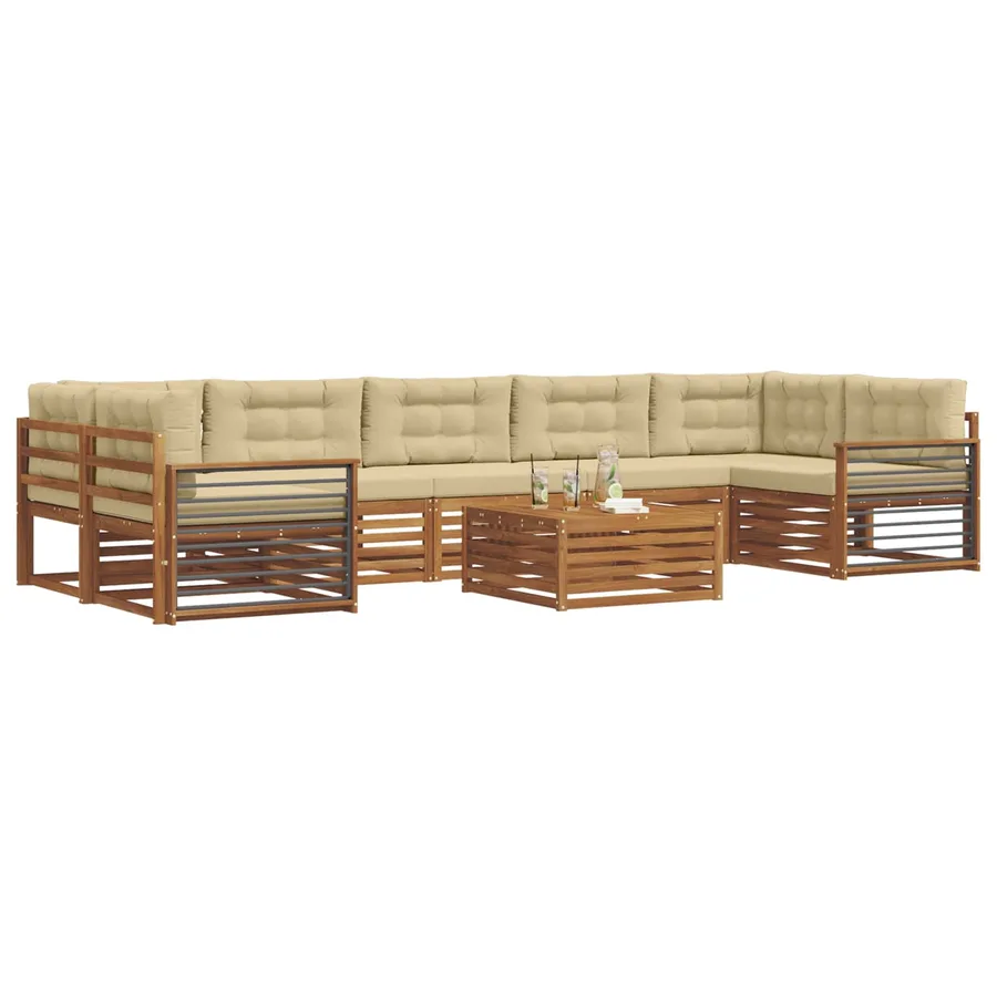 Ensemble de canapés d'extérieur 8 pcs Naturel et Beige - 3