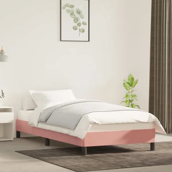 Cadre de lit sans matelas rose 90x200 cm velours
