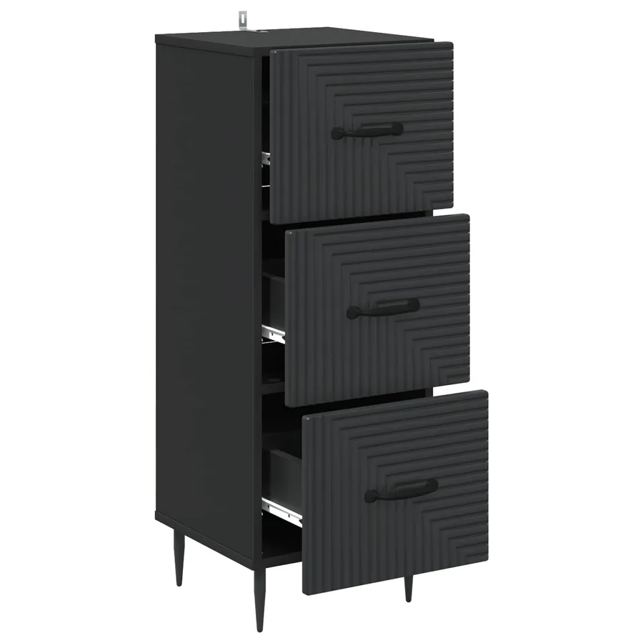 Armoire à tiroirs Noir 33 x 34,5 x 89,5 cm Bois d'ingénierie - 5