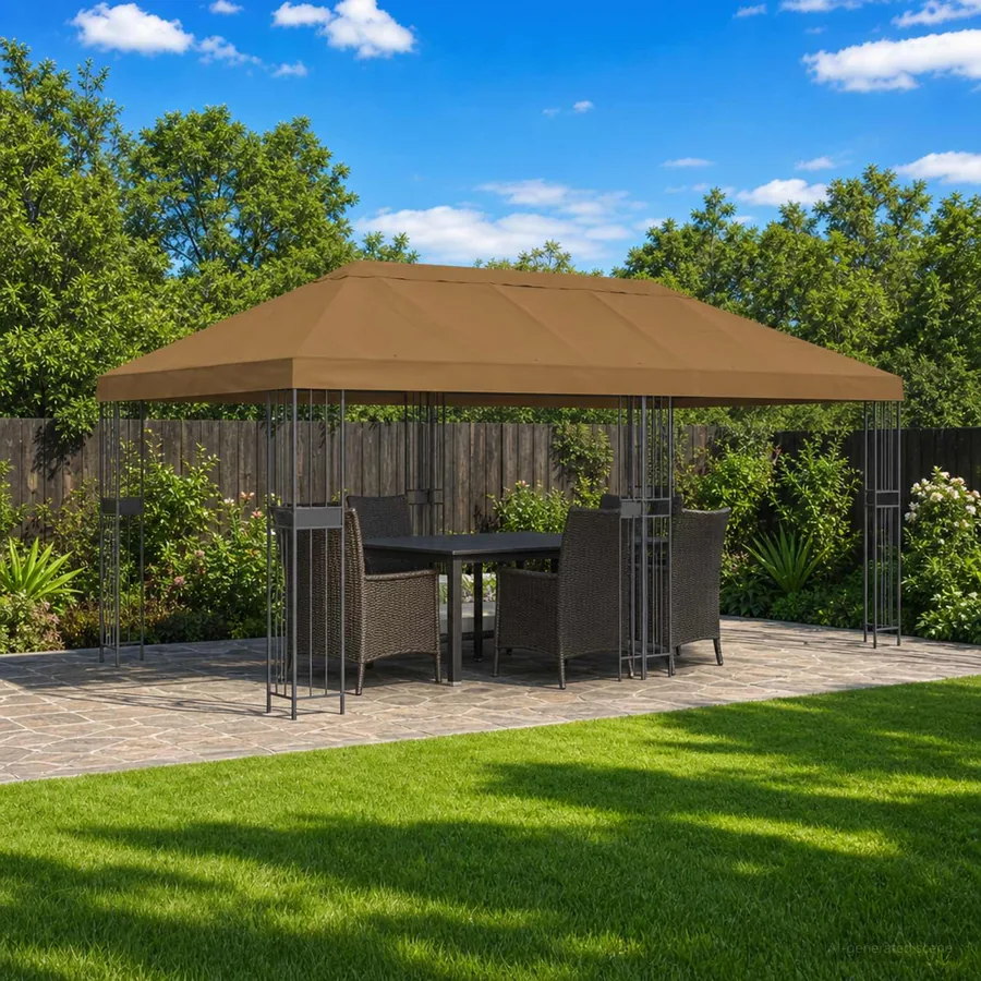 Housse de canopée de gazebo 6 x 3 m Taupe Polyester 190