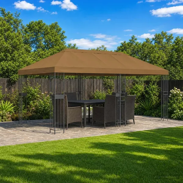 Housse de canopée de gazebo 6 x 3 m Taupe Polyester 190