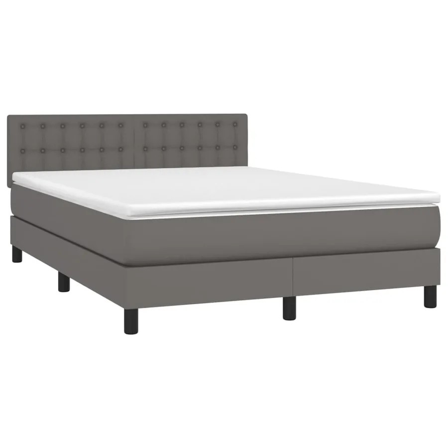 Sommier à lattes de lit avec matelas Gris 140x200 cm Similicuir - 3