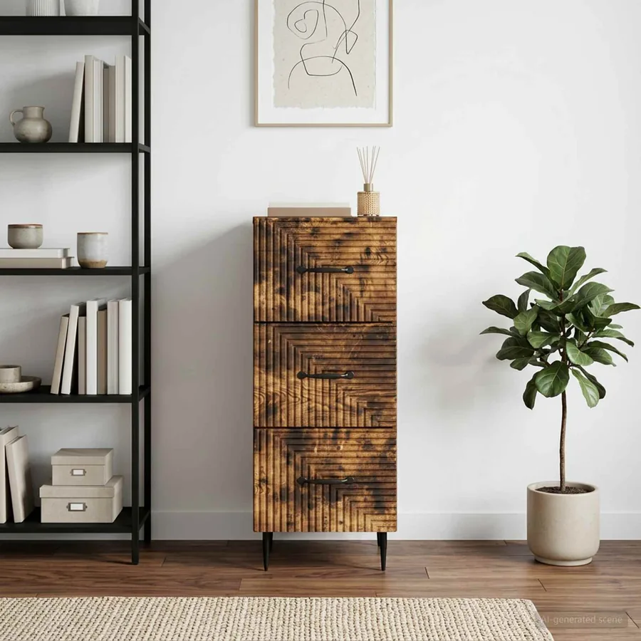 Armoire à tiroirs Chêne fumé 33 x 34,5 x 89,5 cm