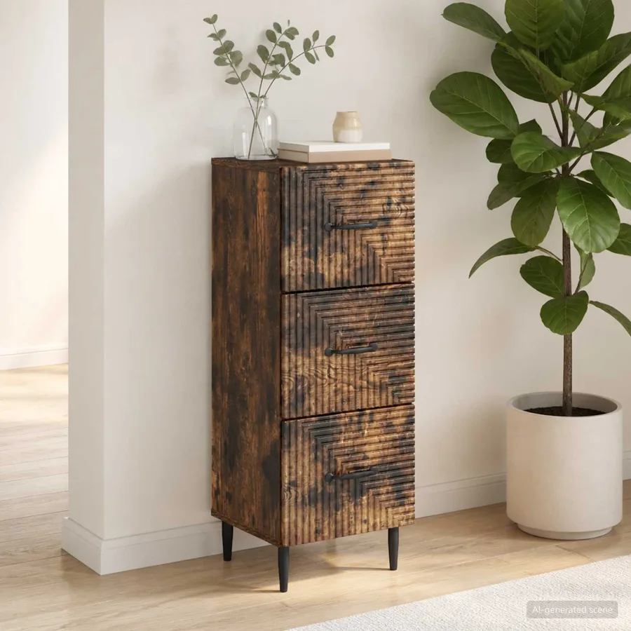 Armoire à tiroirs Chêne fumé 33 x 34,5 x 89,5 cm - 4