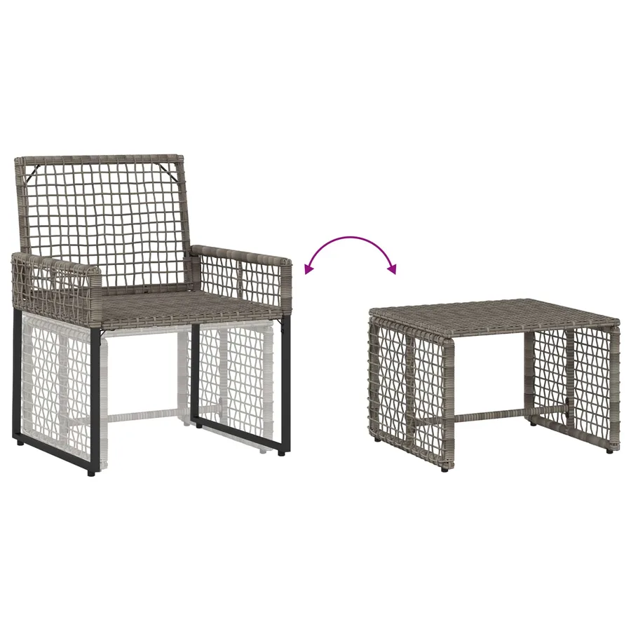 Ensemble de meubles d'extérieur avec coussin 5 pcs Gris - 10