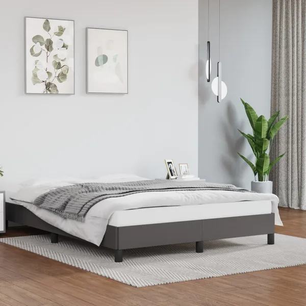 Cadre de lit sans matelas gris 140x200 cm similicuir