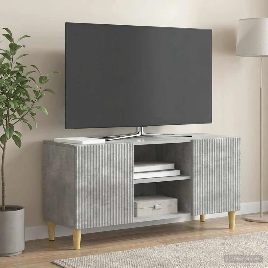 Meuble TV Gris béton 102 x 34,5 x 50 cm Bois d'ingénierie - 4