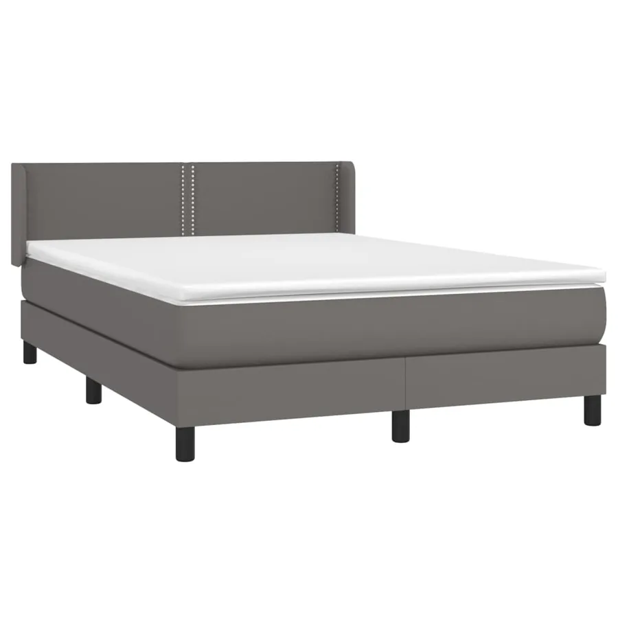 Sommier à lattes de lit avec matelas Gris 140x200 cm Similicuir - 3