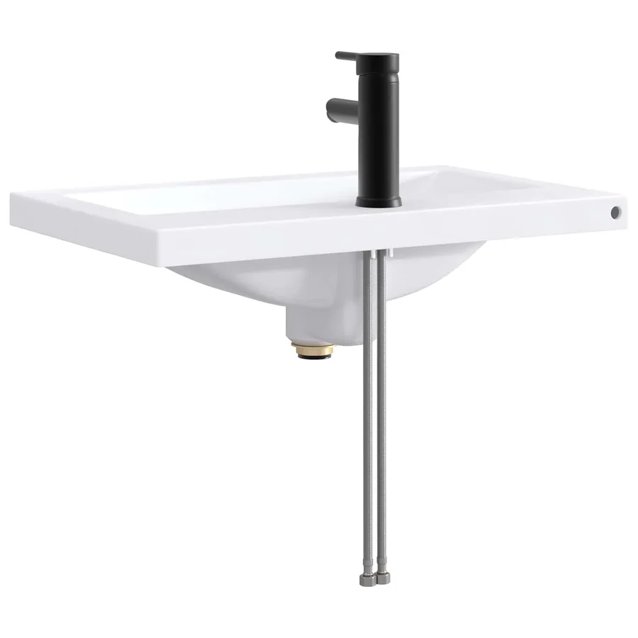 Lavabo de salle de bains Noir Mat 61 x 40 x 16,5 cm métal - 6