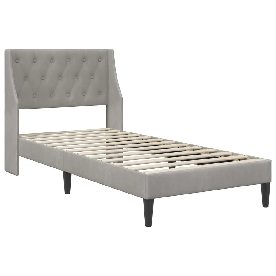 Cadre de lit avec matelas Gris clair 100 x 200 cm Velours - 4