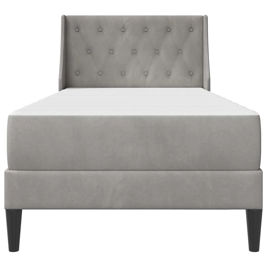 Cadre de lit avec matelas Gris clair 100 x 200 cm Velours - 6