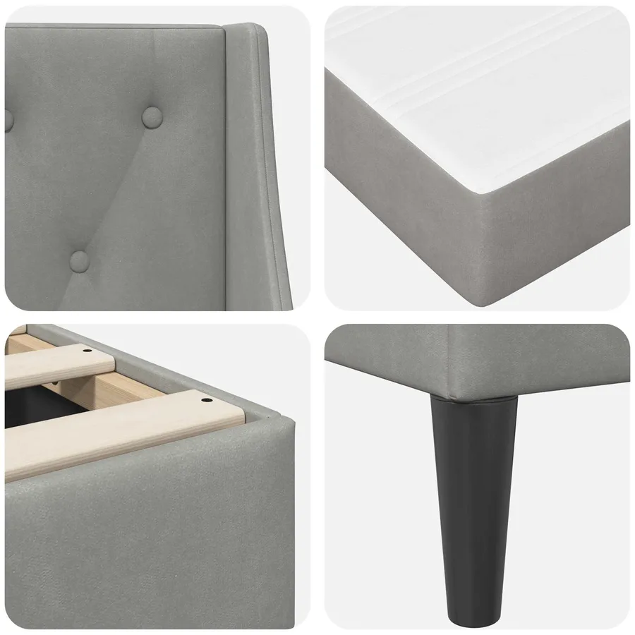 Cadre de lit avec matelas Gris clair 100 x 200 cm Velours - 9