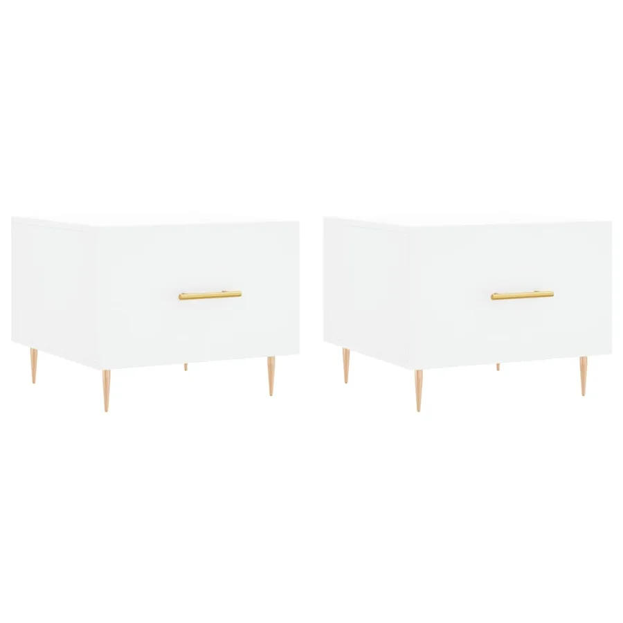 Tables basses 2 pcs blanc 50x50x40 cm bois d'ingénierie - 2