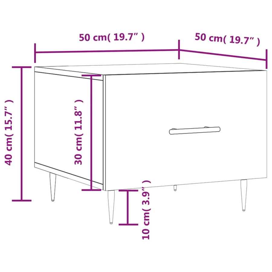 Tables basses 2 pcs noir 50x50x40 cm bois d'ingénierie - 13