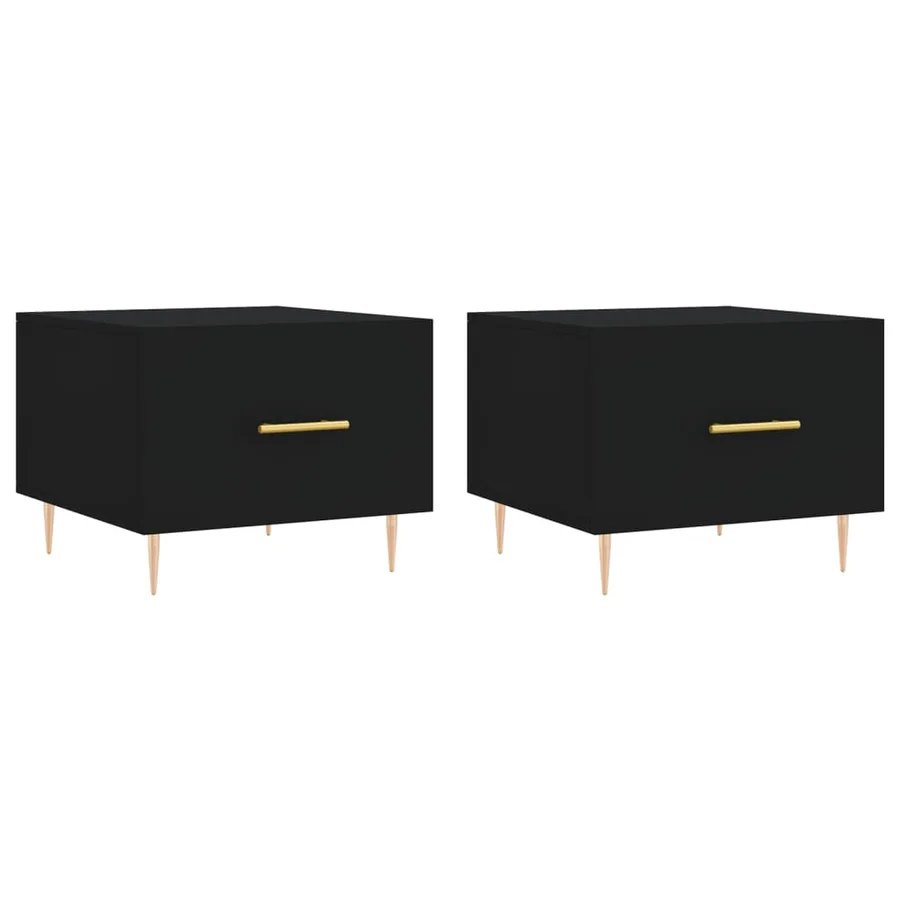 Tables basses 2 pcs noir 50x50x40 cm bois d'ingénierie - 2