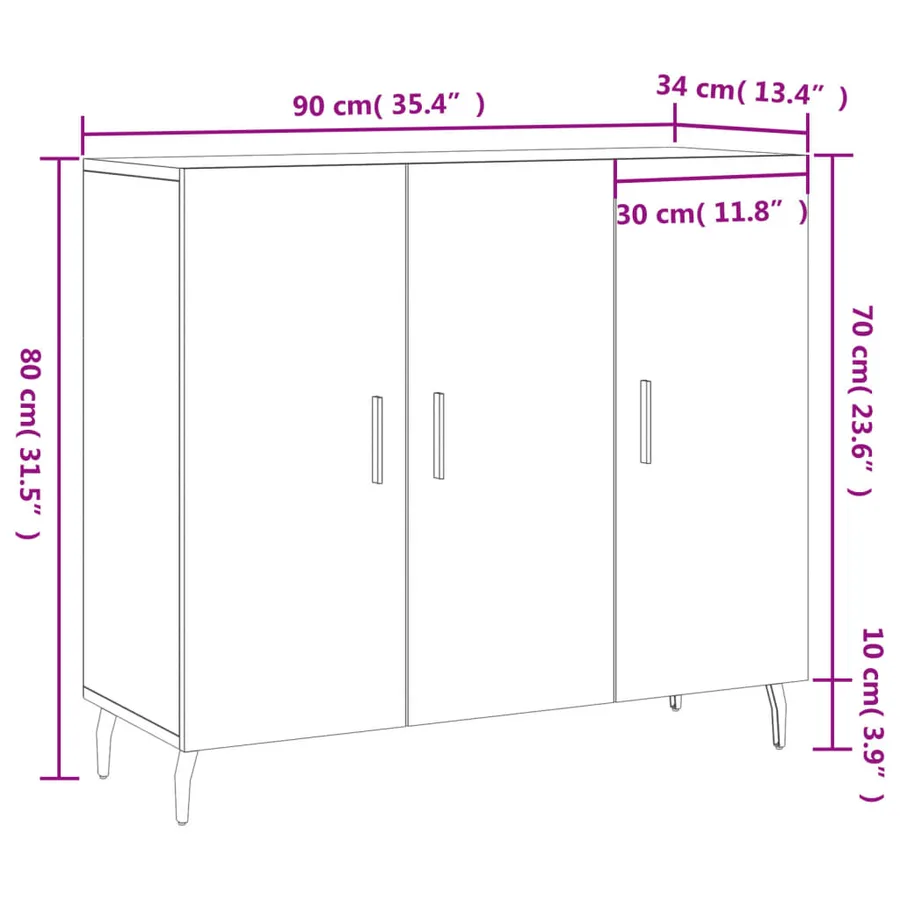 Buffet chêne fumé 90x34x80 cm bois d'ingénierie - 13