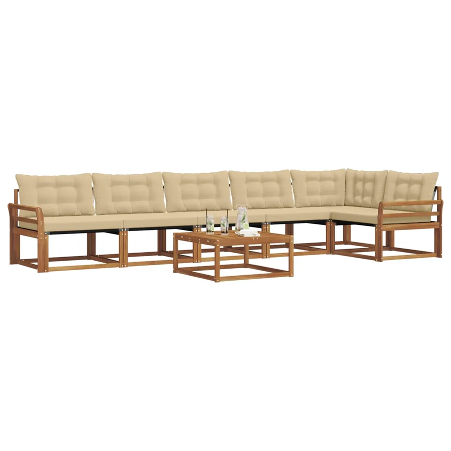 Ensemble de canapés d'extérieur 7 pcs Naturel et Beige - 3