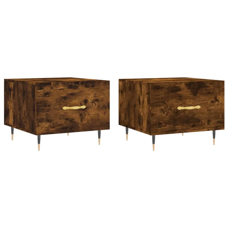 Tables basses 2 pcs chêne fumé 50x50x40 cm bois d'ingénierie - 2