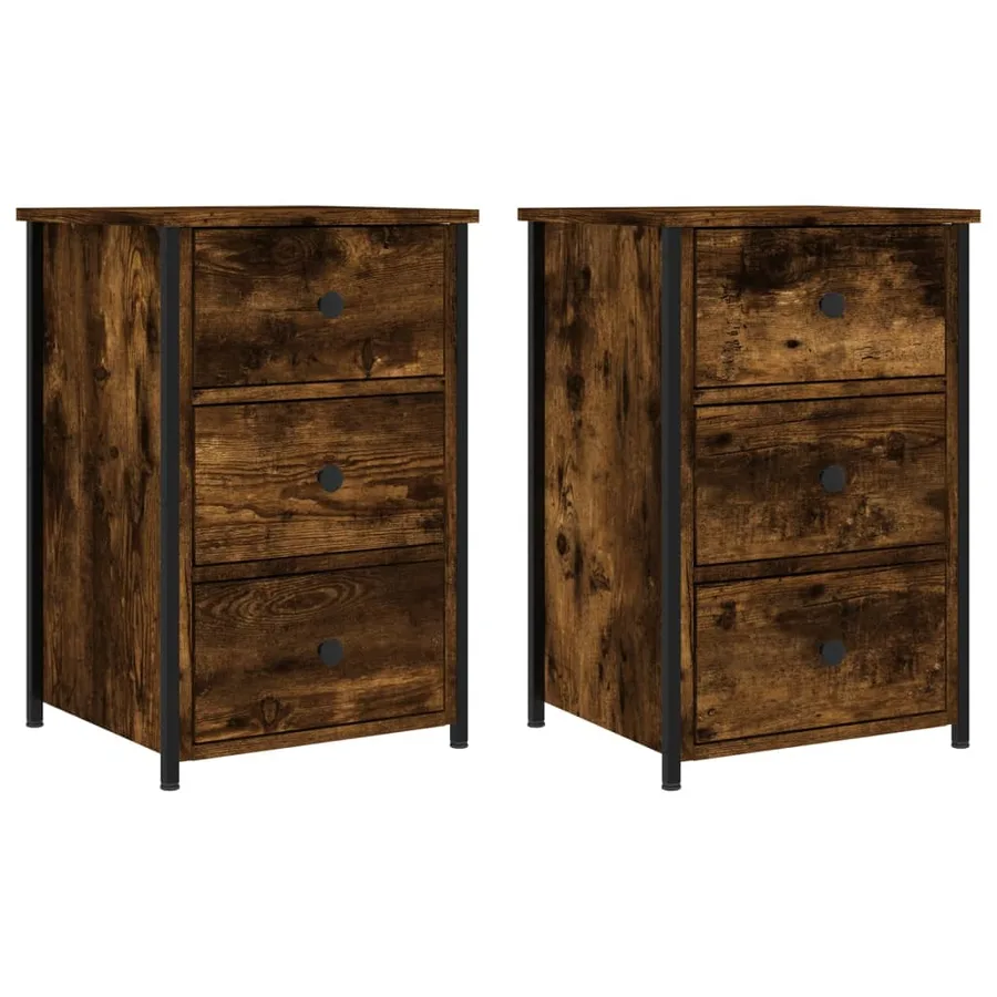 Tables de chevet 2 pcs chêne fumé 40x36x60 cm bois d’ingénierie - 2