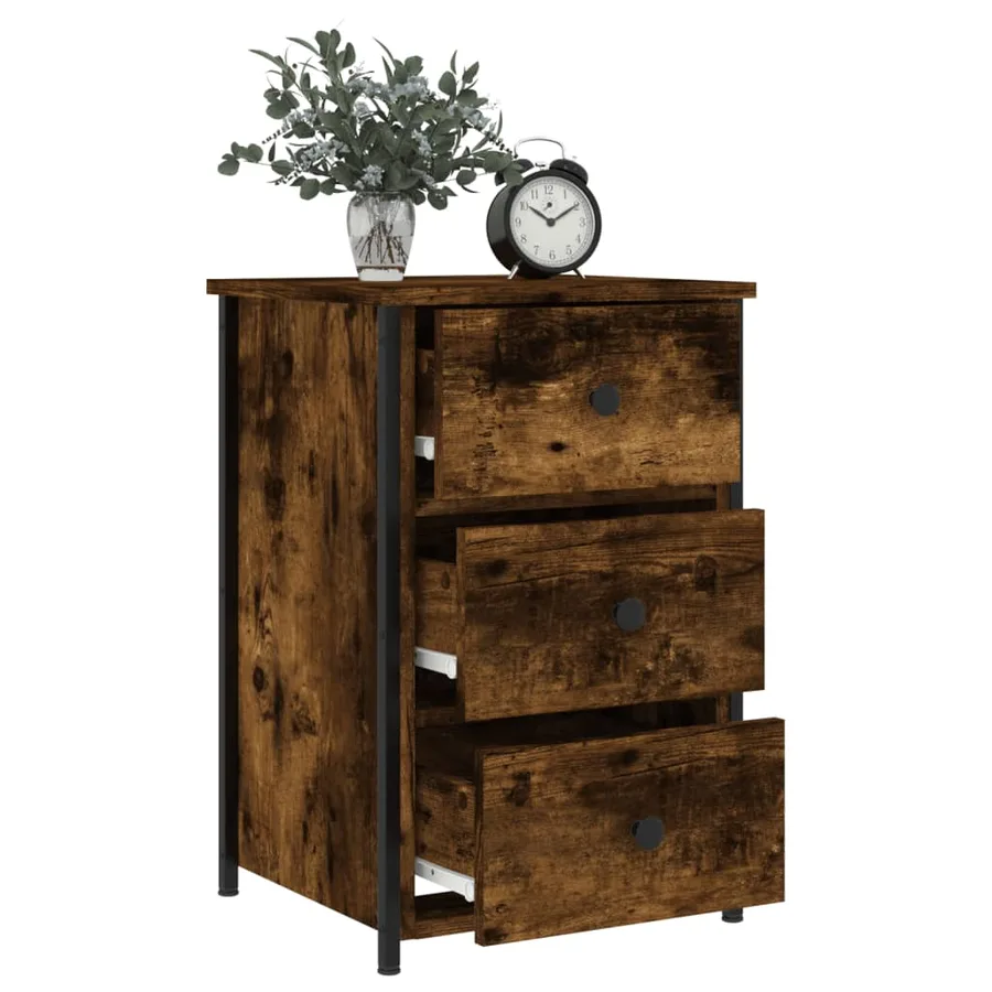 Tables de chevet 2 pcs chêne fumé 40x36x60 cm bois d’ingénierie - 4