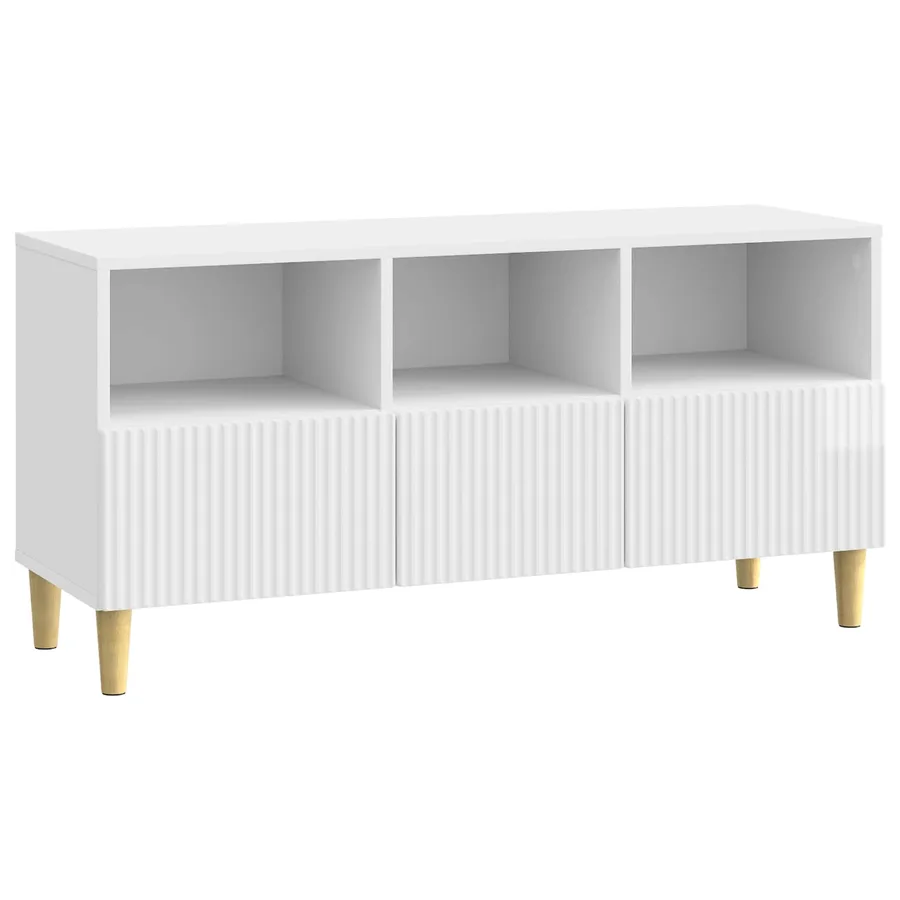 Meuble TV Blanc brillant 102 x 34,5 x 50 cm Bois d'ingénierie - 2