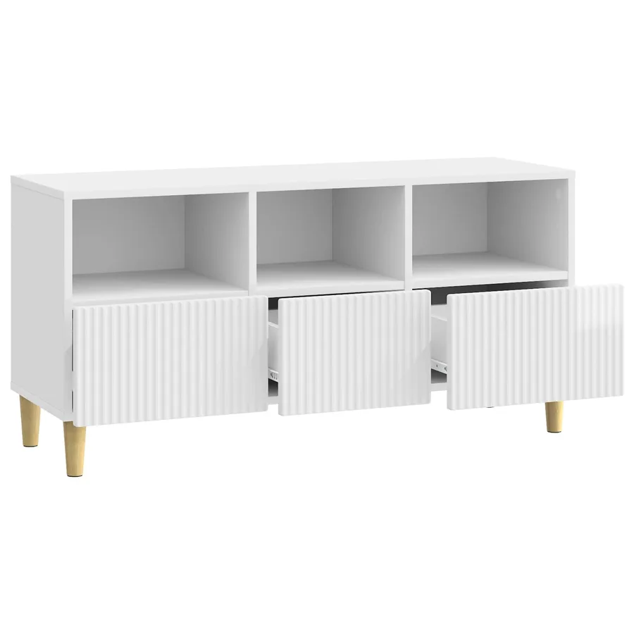 Meuble TV Blanc brillant 102 x 34,5 x 50 cm Bois d'ingénierie - 5