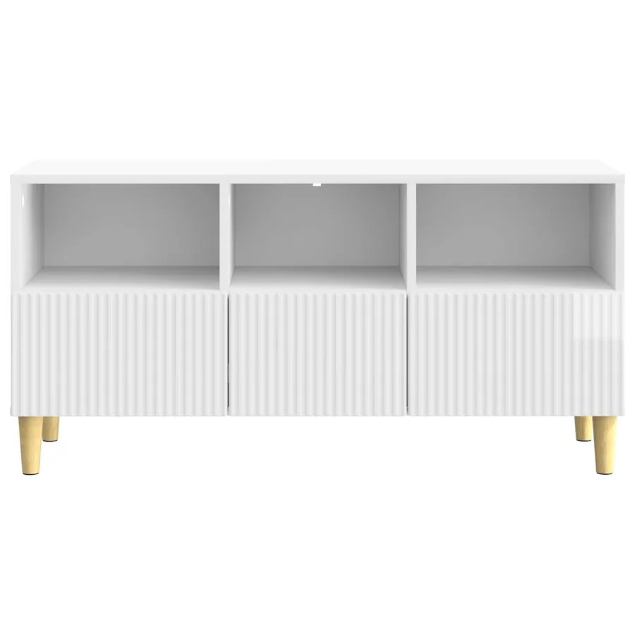 Meuble TV Blanc brillant 102 x 34,5 x 50 cm Bois d'ingénierie - 6