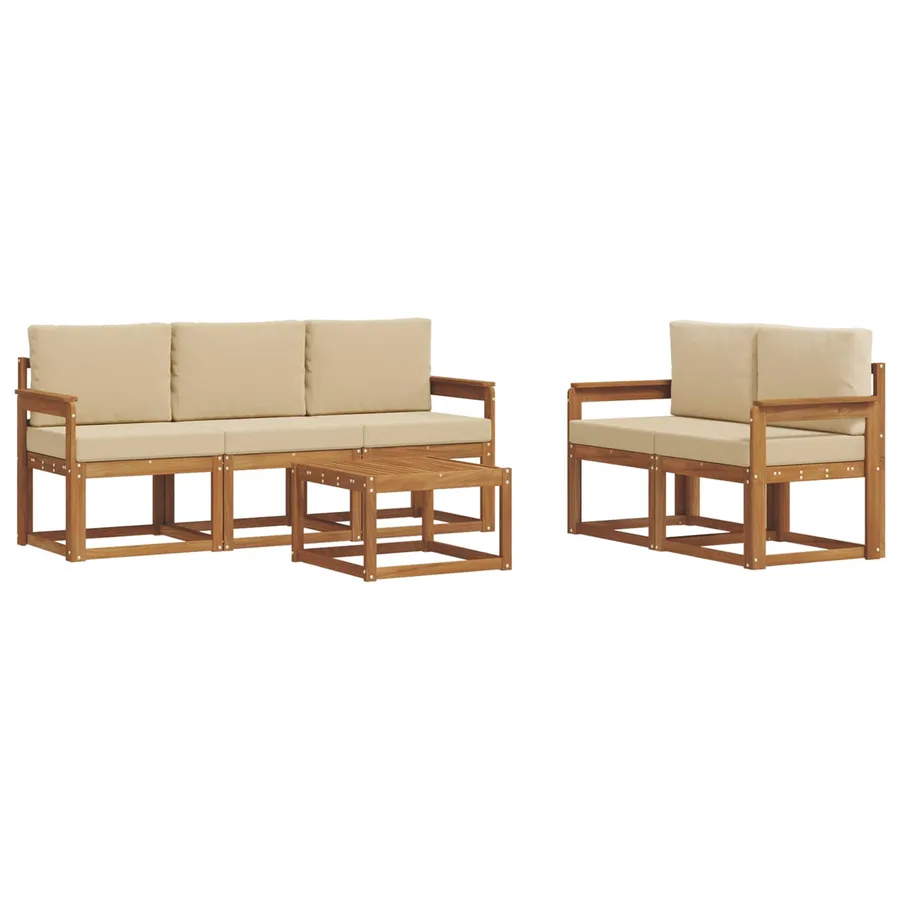 Ensemble de canapés d'extérieur 6 pcs Naturel et Beige - 2