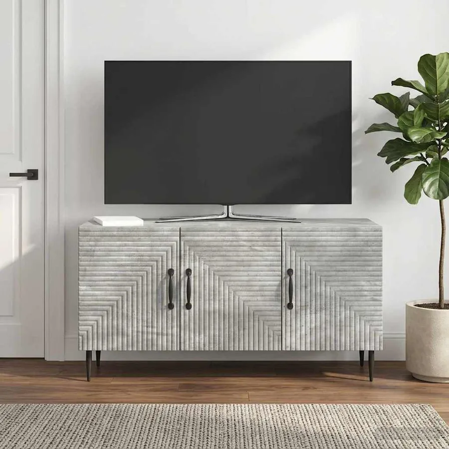 Meuble TV Gris béton 99 x 34,5 x 50 cm Bois d'ingénierie - 4