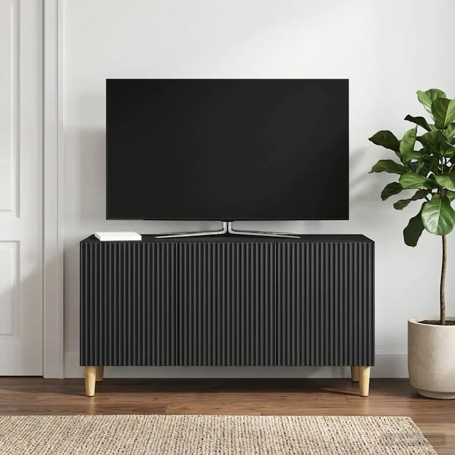 Meuble TV Noir 99 x 34,5 x 50 cm Bois d'ingénierie - 4
