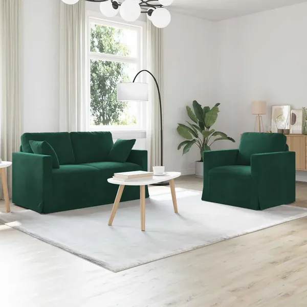 Ensemble de Canapés 2 pcs Vert foncé 138 x 78 x 80 cm Velours