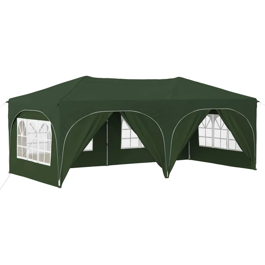 Tente de fête pop-up 575 x 288 x 245 cm Vert Tissu Oxford - 2