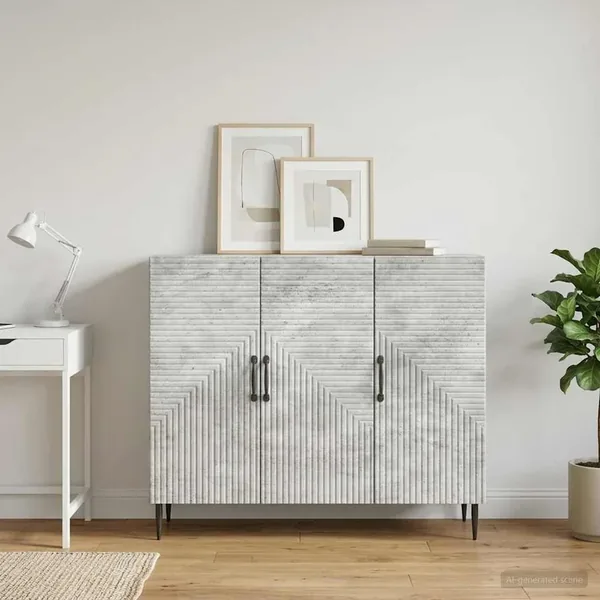 Buffet Gris béton 89 x 34,5 x 80 cm Bois d'ingénierie