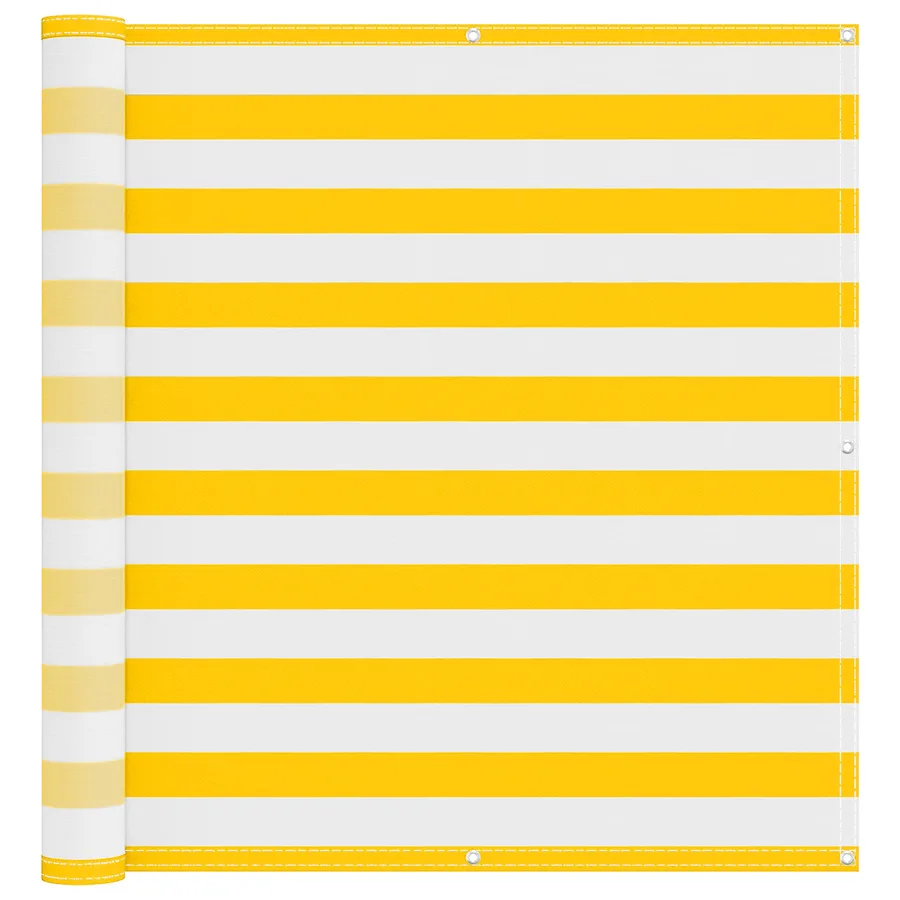 Écran de balcon Jaune et blanc 110 x 300 cm Tissu Oxford - 2