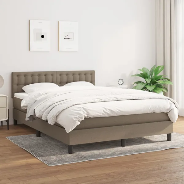 Sommier à lattes de lit avec matelas Taupe 140x190 cm Tissu