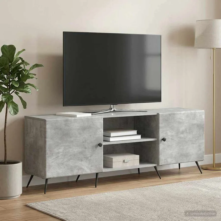 Meuble TV Gris béton 150 x 31 x 50 cm Bois d'ingénierie - 4