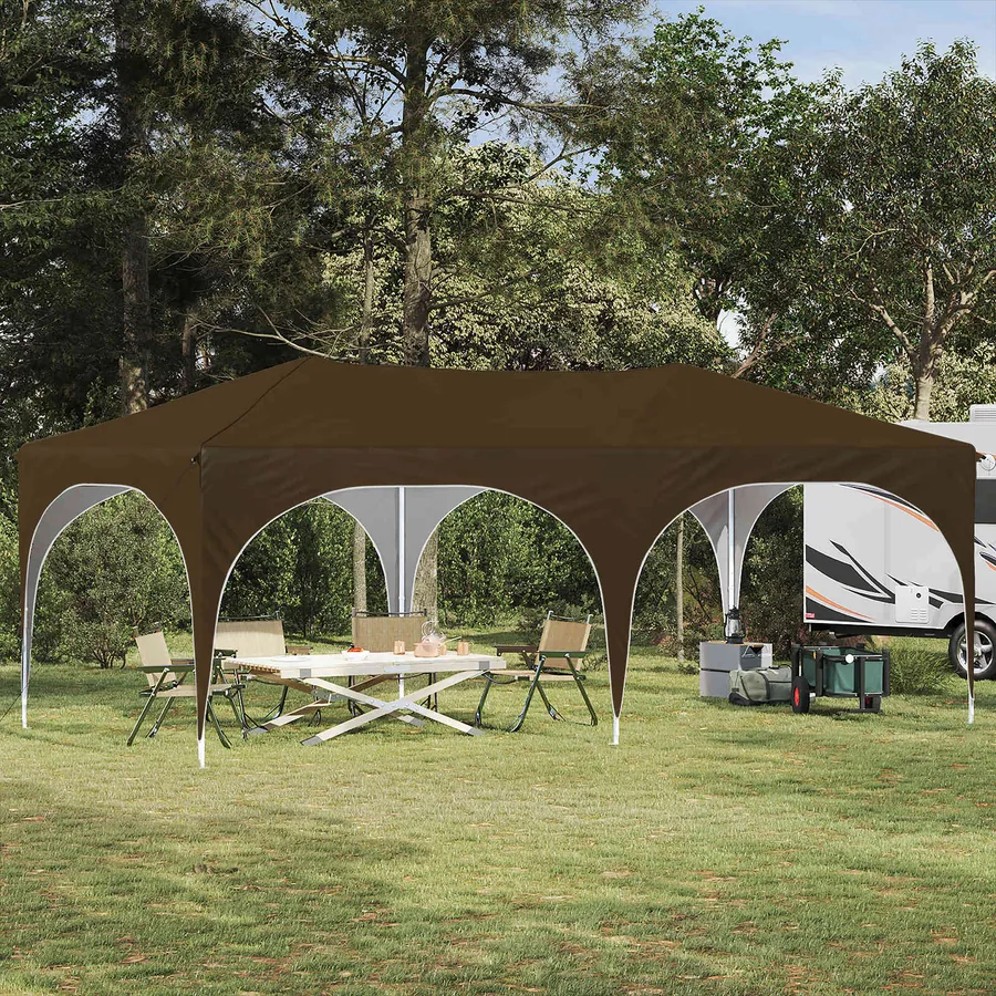 Tente de fête pop-up 575 x 288 x 245 cm Taupe Tissu Oxford