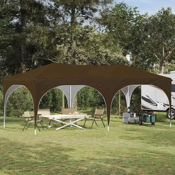 Tente de fête pop-up 575 x 288 x 245 cm Taupe Tissu Oxford