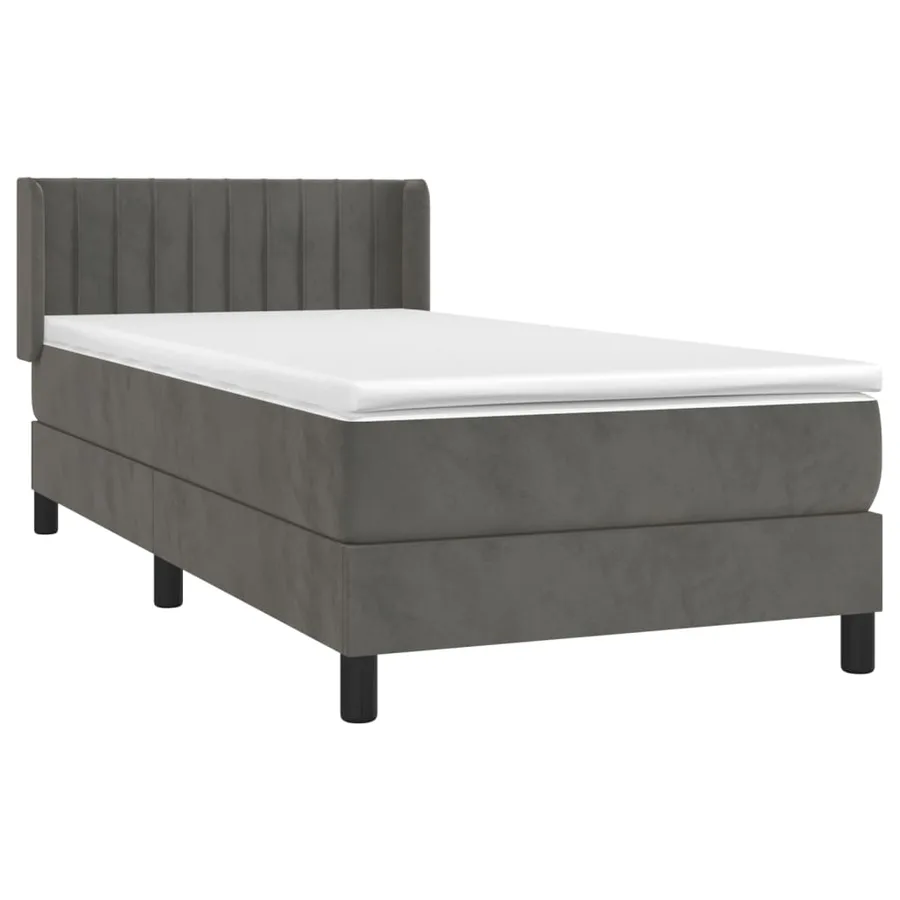 Sommier à lattes de lit et matelas Gris foncé 90x190 cm Velours - 3