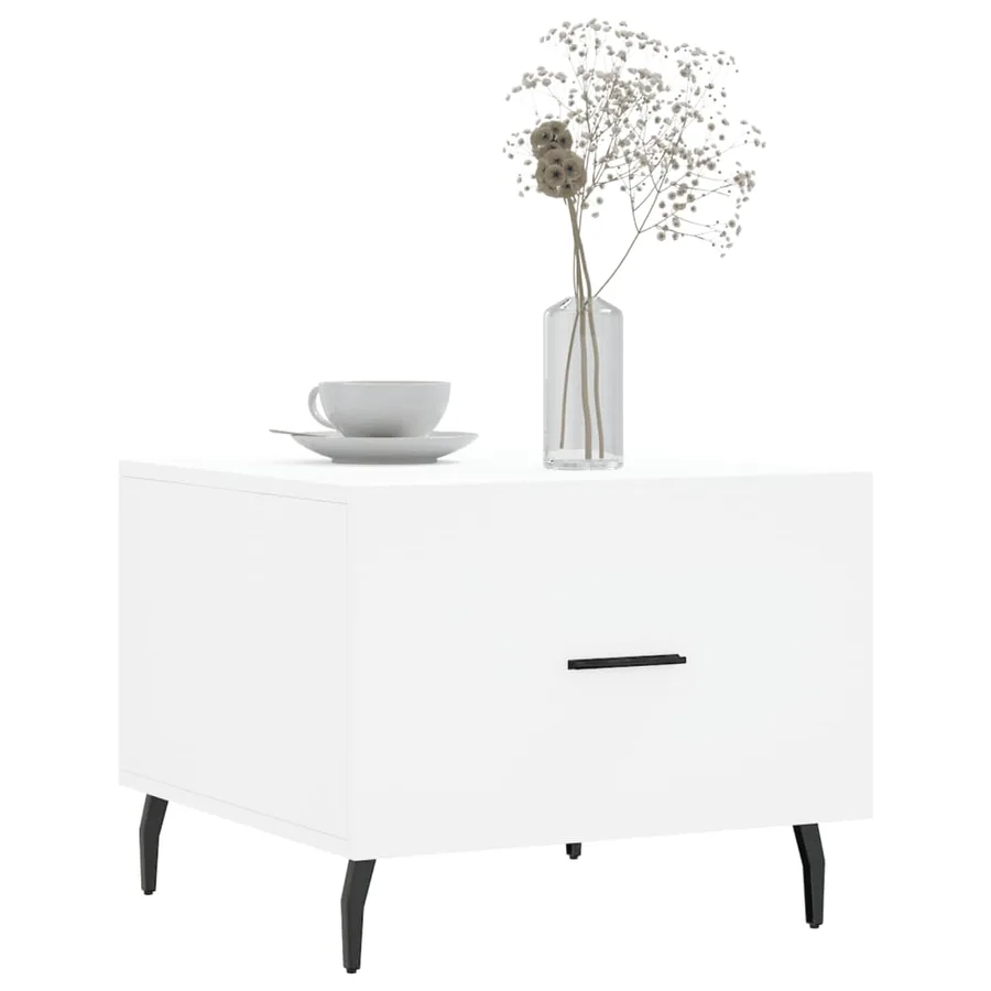 Table basse blanc 50x50x40 cm bois d'ingénierie - 3