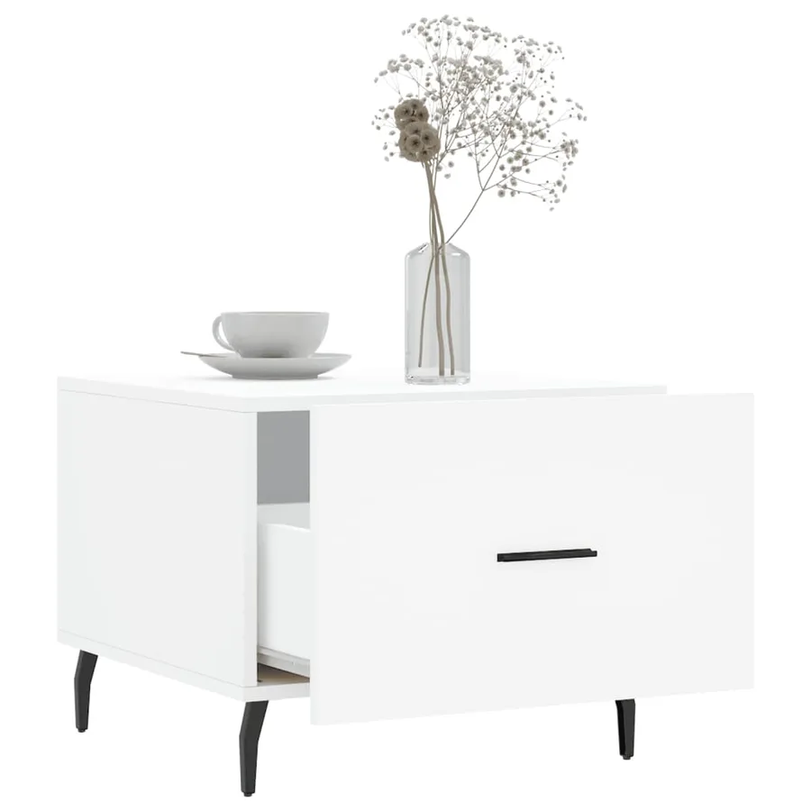 Table basse blanc 50x50x40 cm bois d'ingénierie - 4