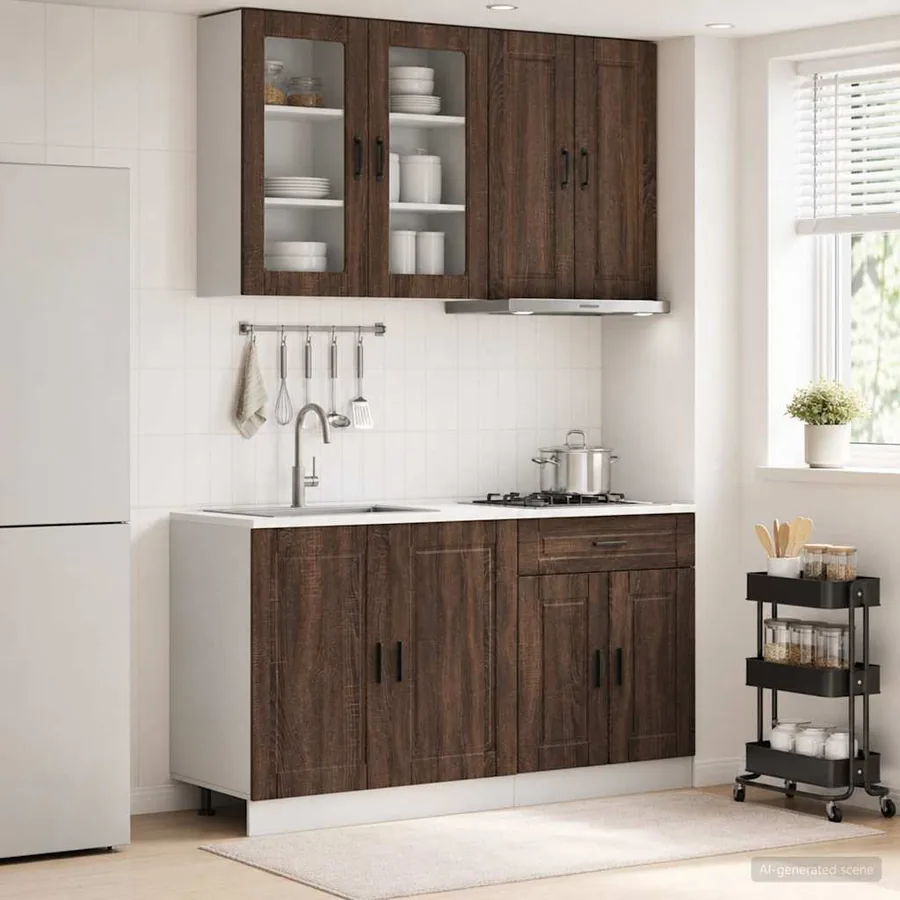 Unité de cuisine PORTO 4 pcs Chêne brun Bois d'ingénierie
