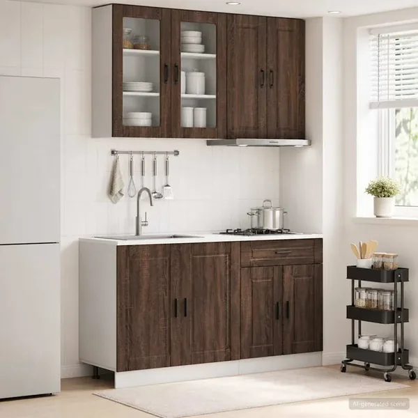 Unité de cuisine PORTO 4 pcs Chêne brun Bois d'ingénierie