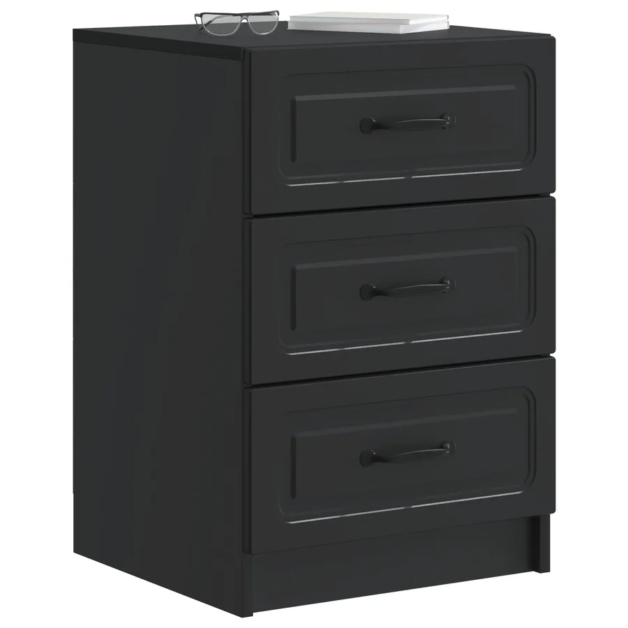 Cabinet de chevet Noir 43 x 41 x 63,5 cm Bois d'ingénierie - 3