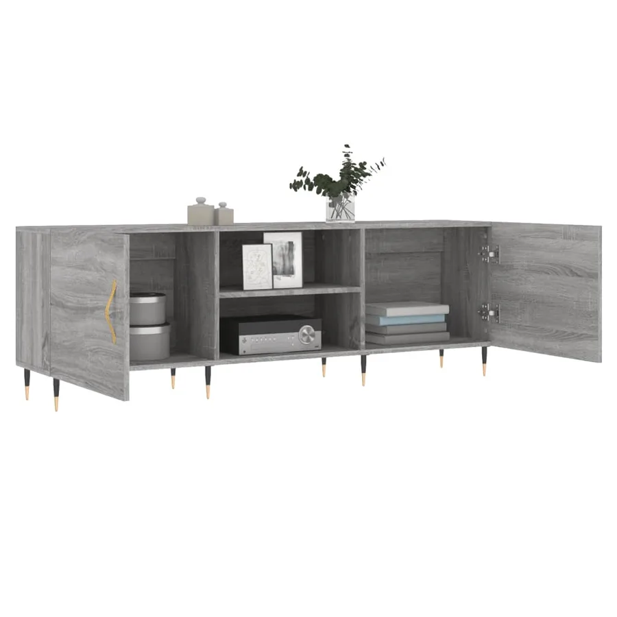 Meuble TV sonoma gris 150x30x50 cm bois d'ingénierie - 4